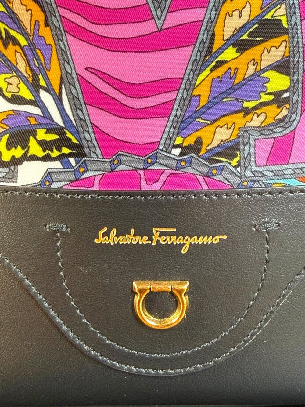 Salvatore Ferragamo Gancini Safari Nylon & Leather Bucket Backpack with BOX  NEW - Picture 7 of 17